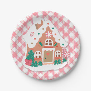 Assiettes En Carton Cute Festif Snowy Pingerbread Maison En vichy