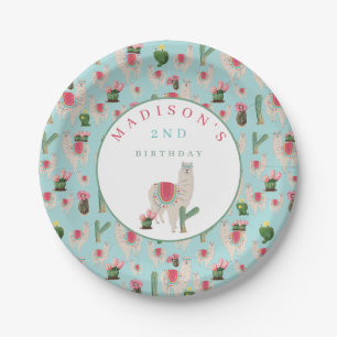 Assiettes En Carton Cute Fiesta Llama & Cactus Anniversaire de enfant
