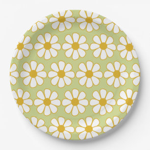 Assiettes En Carton Cute Floral Daisy Motif vert