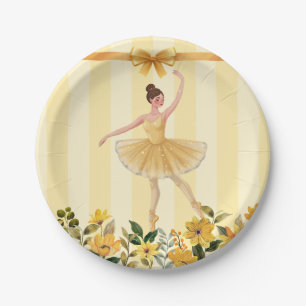 Assiettes En Carton Cute Floral Jaune Ballerina Baby shower