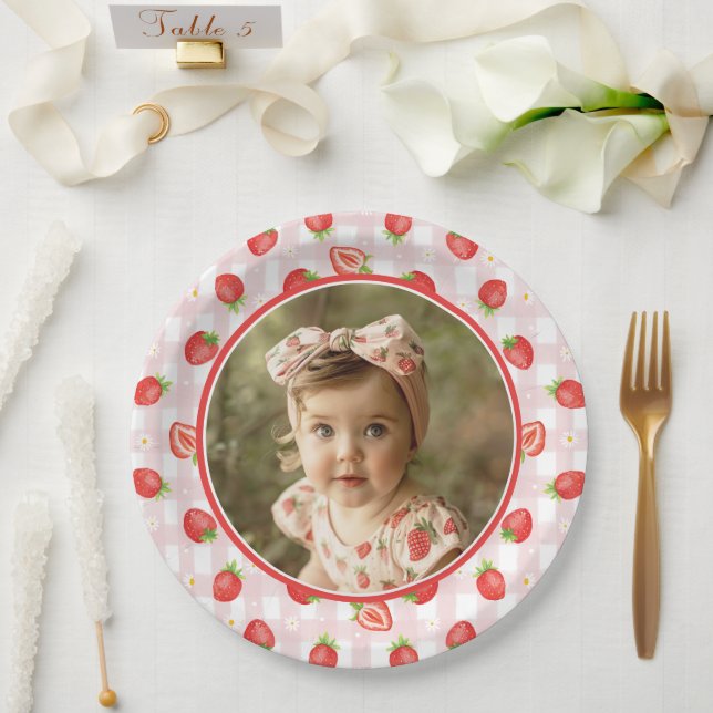 Assiettes En Carton Cute fraise 1er anniversaire Berry 1ère photo (Mariage)