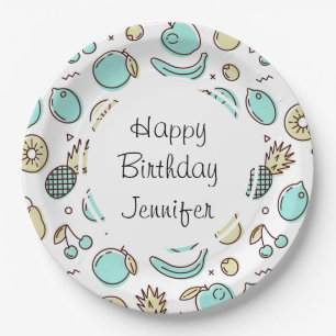 Assiettes En Carton Cute Fruit Motif Summery Thème Anniversaire
