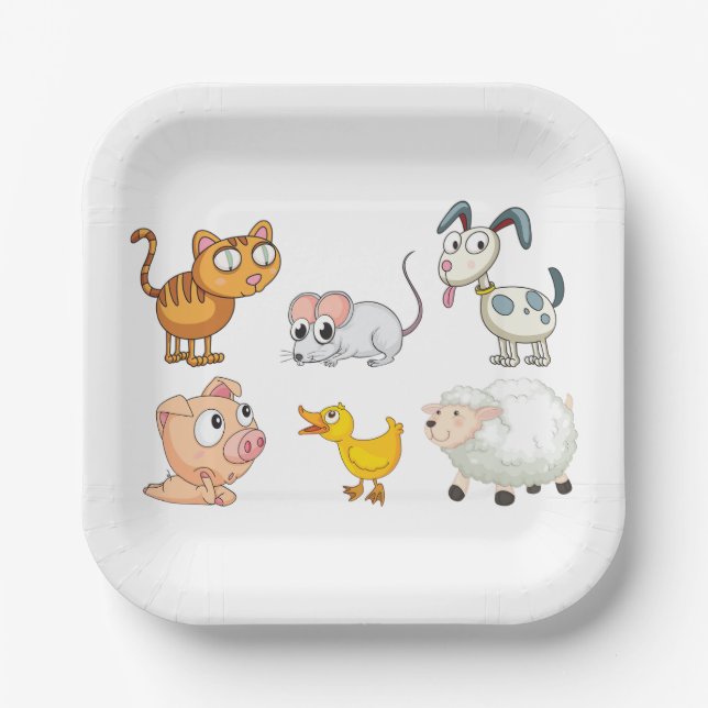 Assiettes En Carton Cute Fun Farm Animals (Recto)