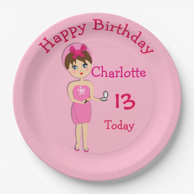 Assiettes En Carton Cute Fun Girly Pamper Spa Party Thème pour les fil (Devant)