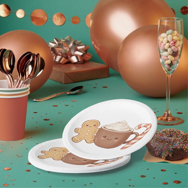 Assiettes En Carton Cute Gingerbread & Hot Cocoa Kids' Christmas Fun P (Créateur téléchargé)