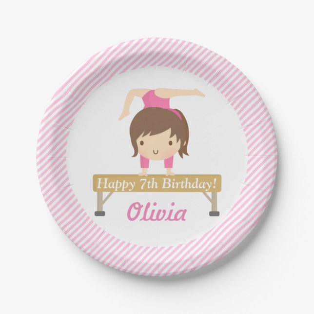 Assiettes En Carton Cute Girl Gymnastics Anniversaire de enfant Party  (Devant)