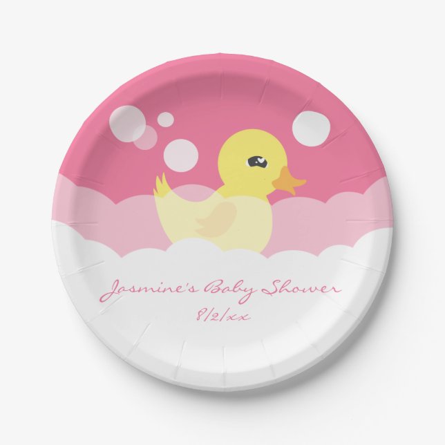 Assiettes En Carton Cute Girl Rubber Ducky Baby shower (Devant)