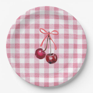 Assiettes En Carton Cute Girls Bow Cherry Rose En vichy Plaid