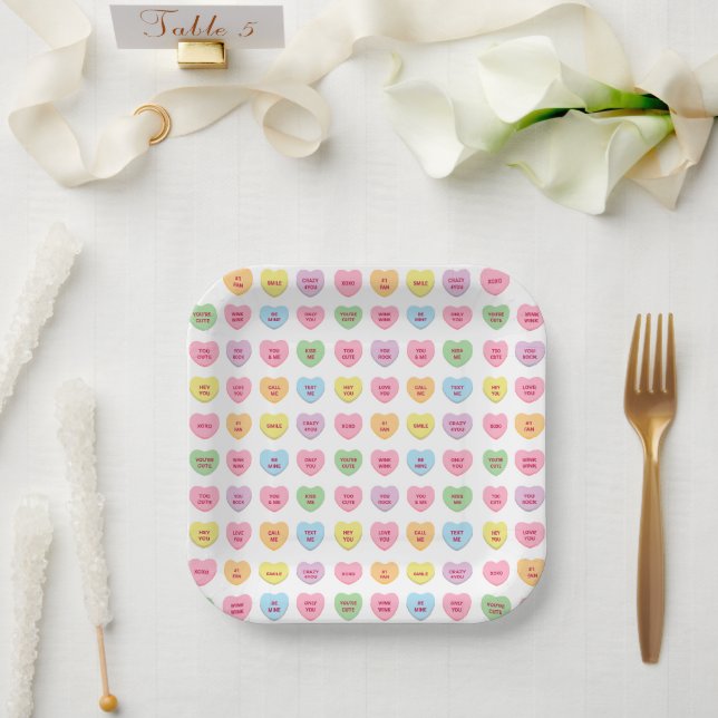 Assiettes En Carton Cute girly fun conversation personnalisée bonbons  (Mariage)