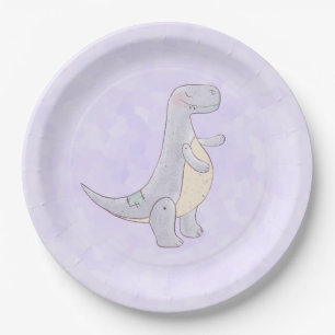 Assiettes En Carton Cute Gray Tyrannosaure Rex Dinosaur Toy