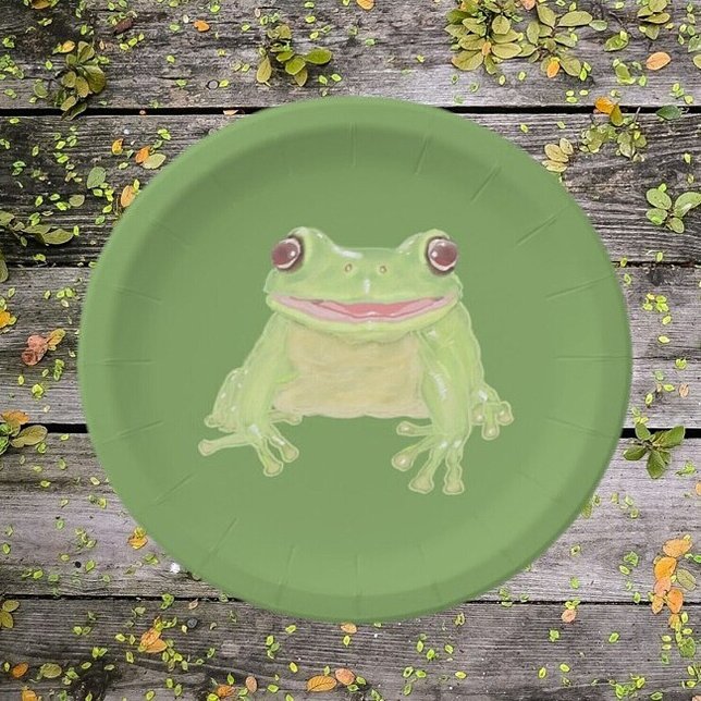 Assiettes En Carton Cute Green Tree Frog - simple transparent. (Créateur téléchargé)