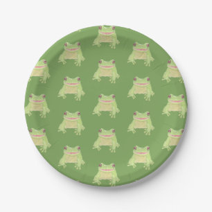Assiettes En Carton Cute Green Tree Frog - transsp motif.
