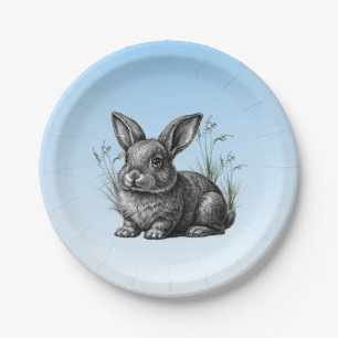 Assiettes En Carton Cute Grey Rabbit contre un ciel bleu