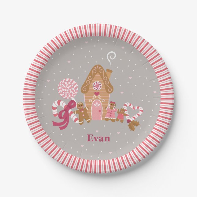 Assiettes En Carton Cute Gris Rose Gris Gris Pain de Sucre Plaques Pap (Devant)