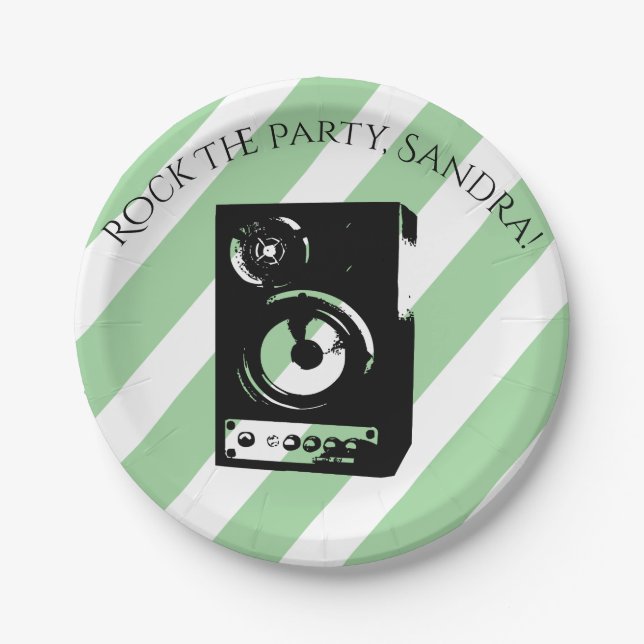 Assiettes En Carton Cute Guitare Rock Et Roulez Instruments De Musique (Devant)