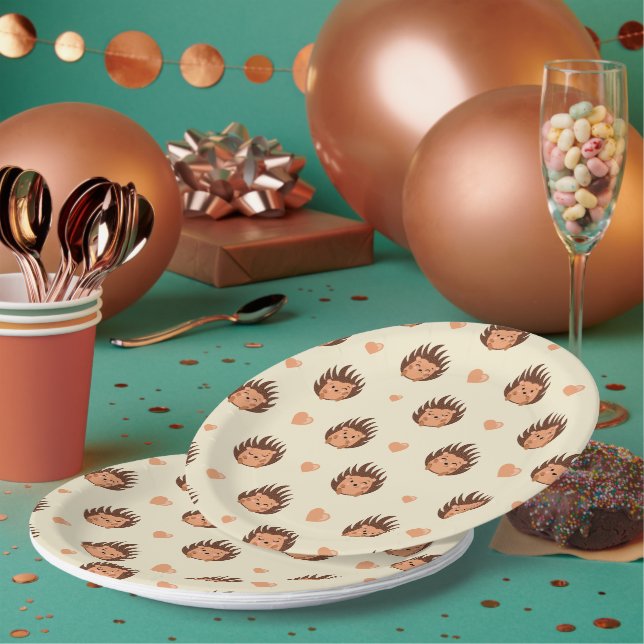 Assiettes En Carton Cute Hedgehog (Multi)