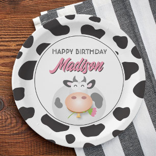 Assiettes En Carton Cute Holy Cow Farm vache à thème Imprimer Joyeux a