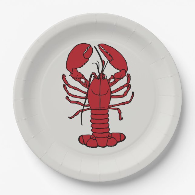 Assiettes En Carton Cute Homard Nautique plaque de papier de plage (Devant)