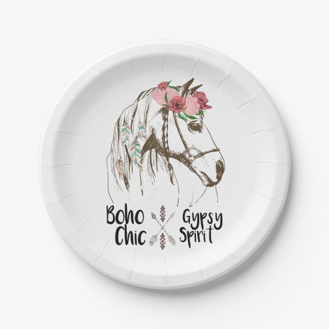 Assiettes En Carton Cute Horse Boho Western Country Party Equestrio (Devant)