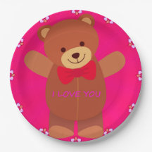 Cute I Lote You Paper Plates 9"