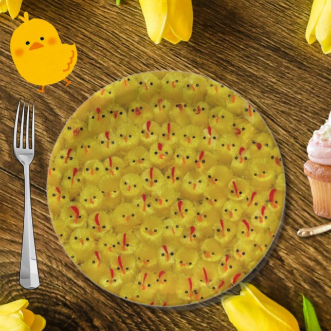 Assiettes En Carton Cute Jaune Poussins de Pâques Plaque Motif en papi (Fun yellow chick pattern paper plates, great for Easter or spring entertaining!)