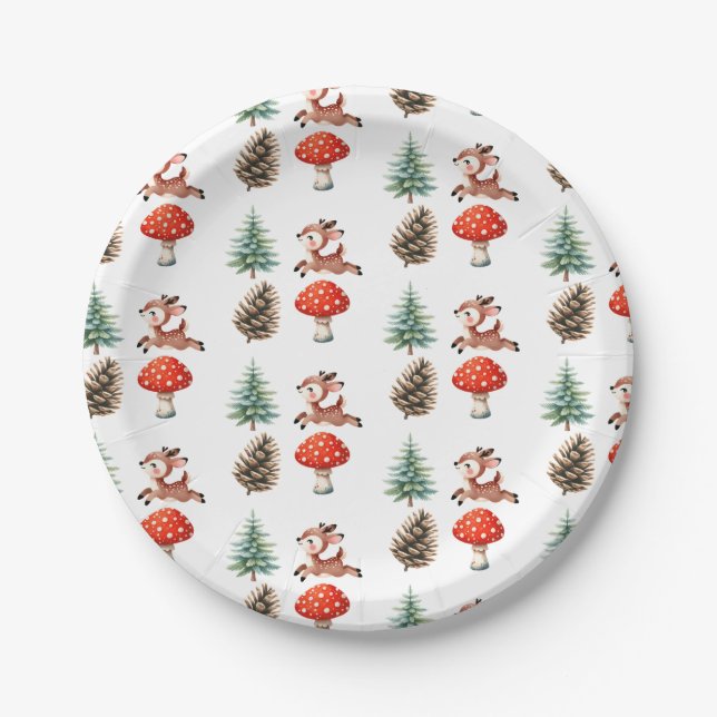 Assiettes En Carton Cute Jumping Baby Reindeer Christmas Pattern Party (Devant)
