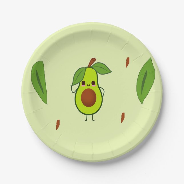 Assiettes En Carton Cute kawaii avocado (Devant)