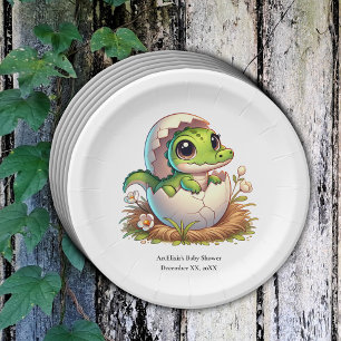Assiettes En Carton Cute Kawaii Baby shower d'éclosion d'alligator béb