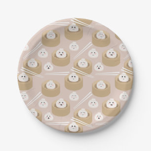 Assiettes En Carton Cute Kawaii Dumplings Baguettes en vapeur