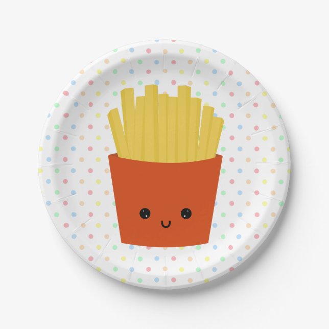 Assiettes En Carton Cute Kawaii frites frites frites (Devant)