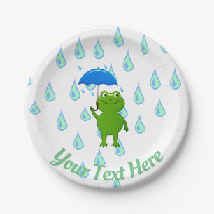Assiettes En Carton Cute Kawaii Grenouille et pluie