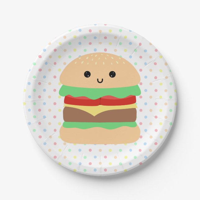 Assiettes En Carton Cute Kawaii Hamburger (Devant)