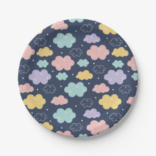 Assiettes En Carton Cute Kawaii Plaques de papier Motif Cloud