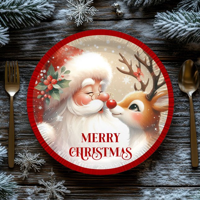 Assiettes En Carton Cute Kids Christmas Plates Santa Claus Rudolph (Cute Kids Christmas Plates Santa Claus Rudolph)