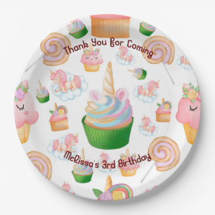 Assiettes En Carton Cute Kids Colorée Cupcake Unicorn Anniversaire