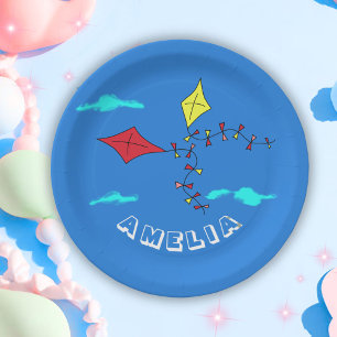 Assiettes En Carton Cute Kites Red Yellow Nom Anniversaire de enfant P