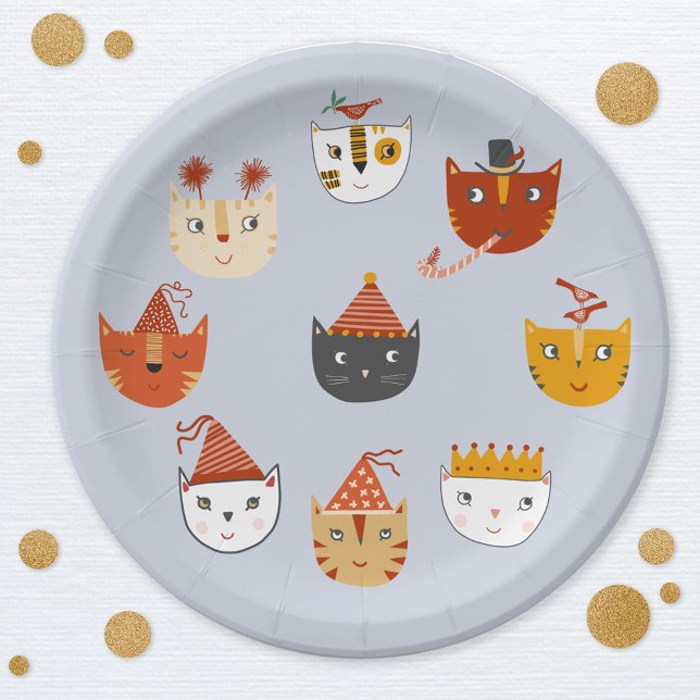 Assiettes En Carton Cute Kitty Chat (Cute kitty cat themed party paper plates)