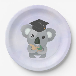 Assiettes En Carton Cute Koala dans une casquette de diplôme