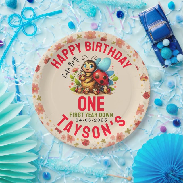 Assiettes En Carton Cute Ladybug 1er anniversaire | Fête de thème de b (Fête)
