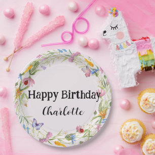 Assiettes En Carton Cute Ladybug Butterfly Daisy floral Rustique Motif