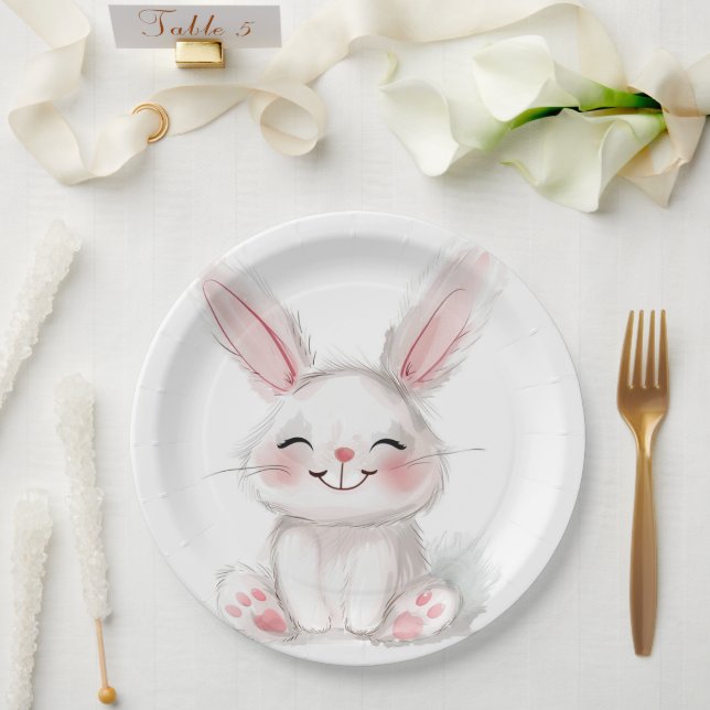 Assiettes En Carton Cute lapin Plaques de papier de Pâques (Mariage)