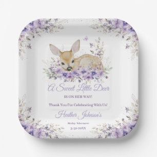 Assiettes En Carton Cute Lavande Purple Baby shower de cerfs floraux