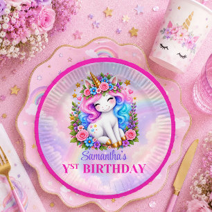 Assiettes En Carton Cute Licorne Couleurs Pastel Fille Anniversaire Fê