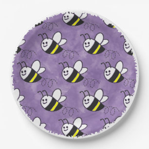 Assiettes En Carton Cute Little Bee Motif Baby shower aquarelle