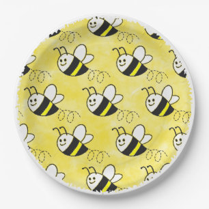Assiettes En Carton Cute Little Bee Motif Baby shower aquarelle