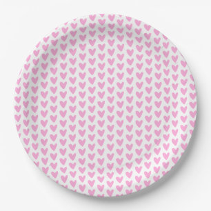 Assiettes En Carton Cute Little Hot Rose Hearts Motif