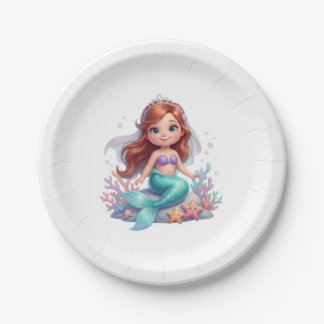 Assiettes En Carton Cute Little Mermaid Baby Shower Paper Plates