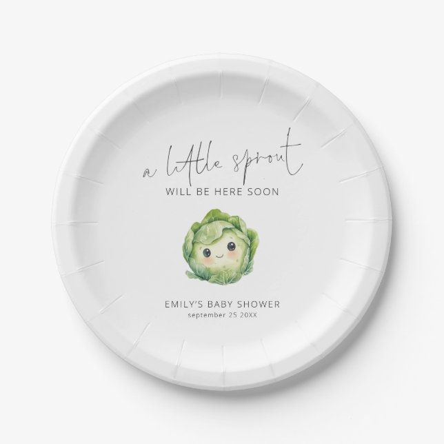 Assiettes En Carton Cute Little Sprout Baby shower cultivé localement (Devant)