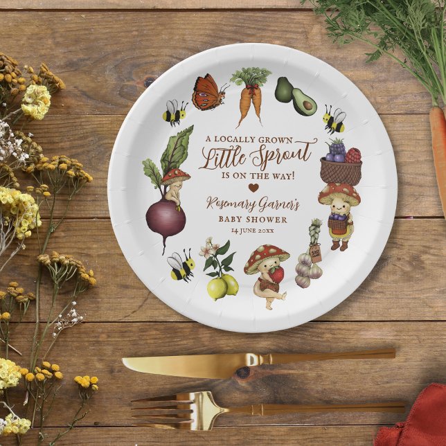 Assiettes En Carton Cute Locally Grown Little Sprout Baby Shower (Créateur téléchargé)