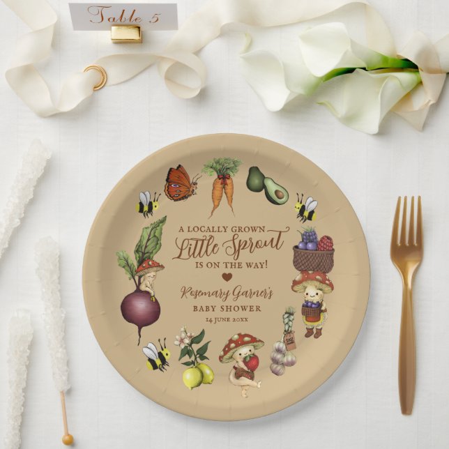 Assiettes En Carton Cute Locally Grown Little Sprout Baby Shower (Mariage)